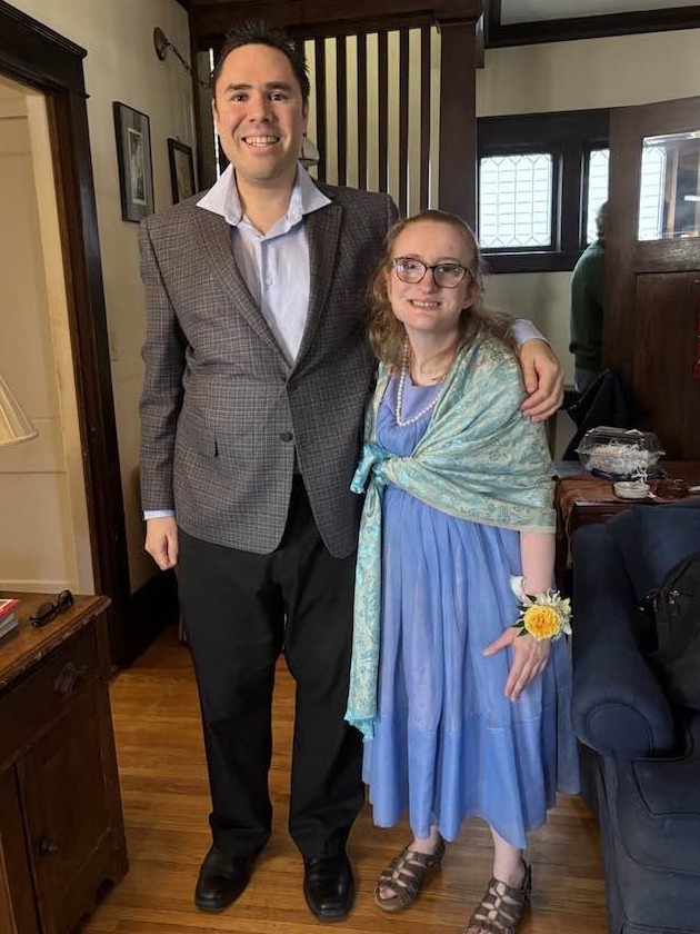 Eric and Maeve dressed up for a special occasion