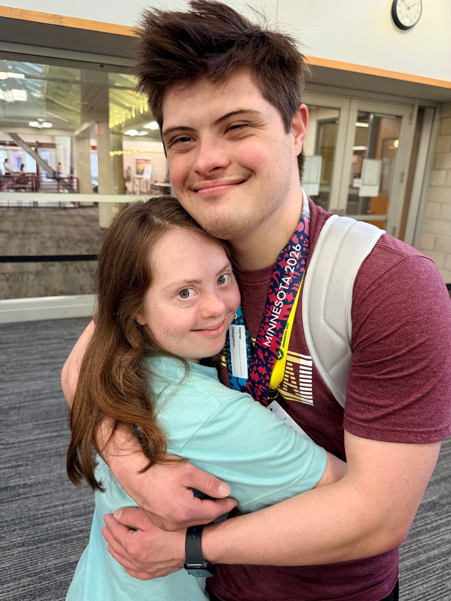 Nicolas and Stella hugging