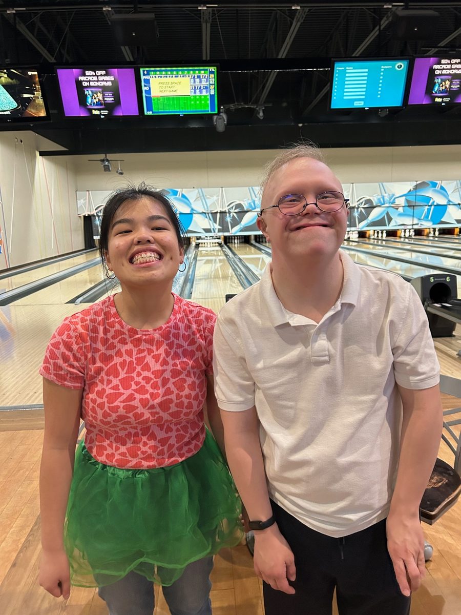 Rowan and Peter bowling