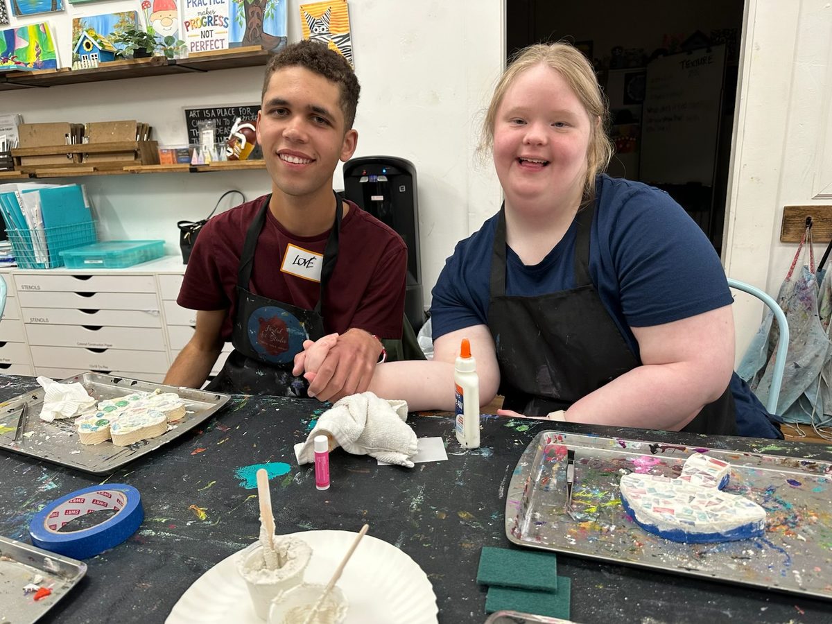 Love and Kailyn working on an art project together